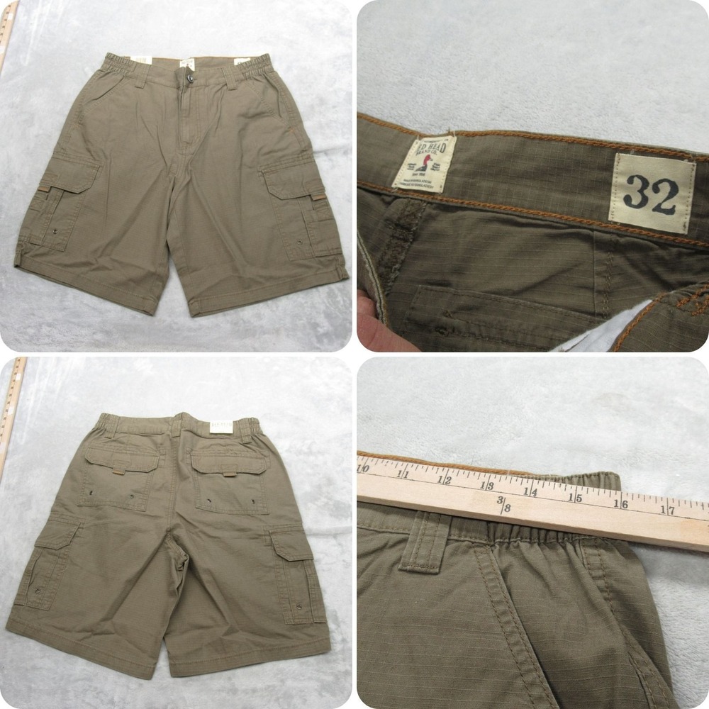 Red Head Shorts Mens 32 Army Green Cotton Flat‎ Front Ripstop Stanley Cargo NEW